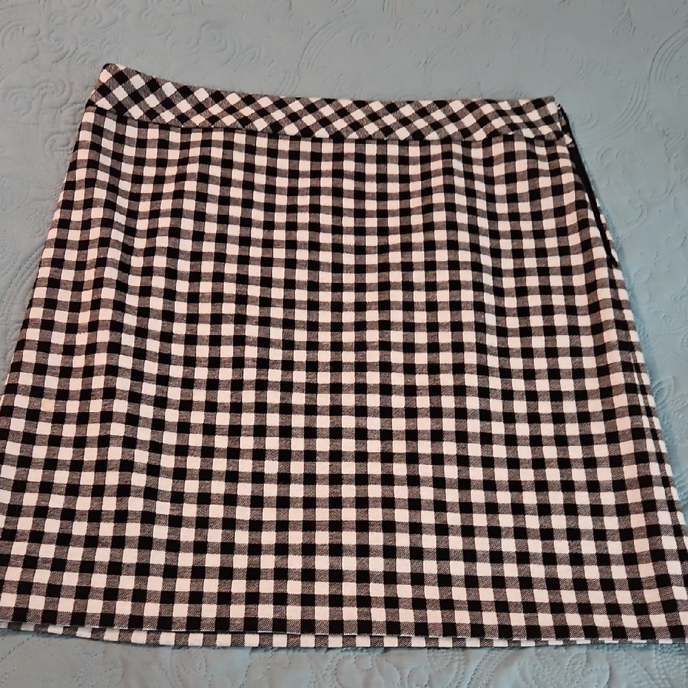 Talbots Black and White Gingham Mini Skirt